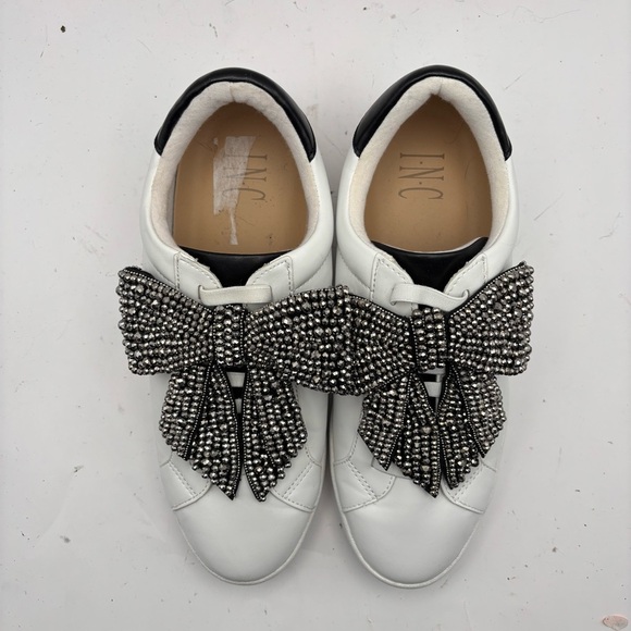 I.N.C Shoes - I.N.C International Concepts Danelia Rhinestone Bow Lace-Up Sneaker White Size 9